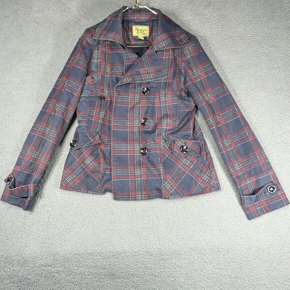 Maralyn & Me Jackets & Blazers - Maralyn and Me Jacket Womens Size Large Red Blue Plaid Vintage Jacket